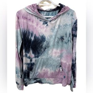 Wallflower Tie-Dye Hoodie in Blue and Gray